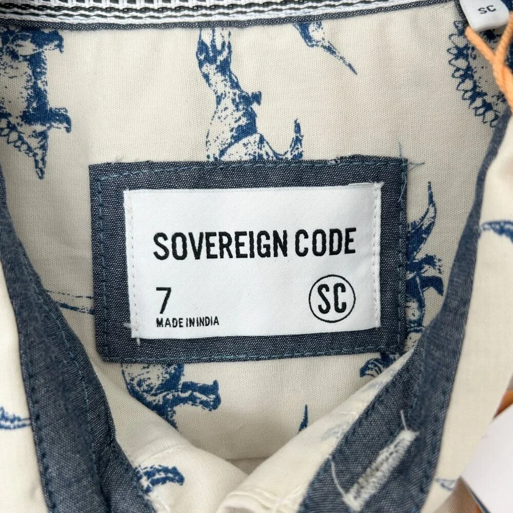 Sovereign Code Dinosaur Print Cotton Button Down Short Sleeve Shirt NWT (7)